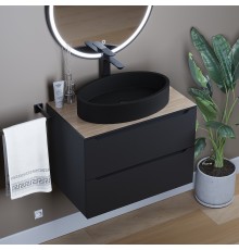 Раковина накладная бетонная Uperwood Rome 55х35х11 см, овальная, черная