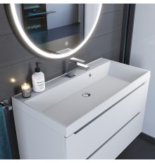 Раковина для ванной кварцевая Uperwood Classic Quartz 90х45х15 см, белая матовая, жасмин