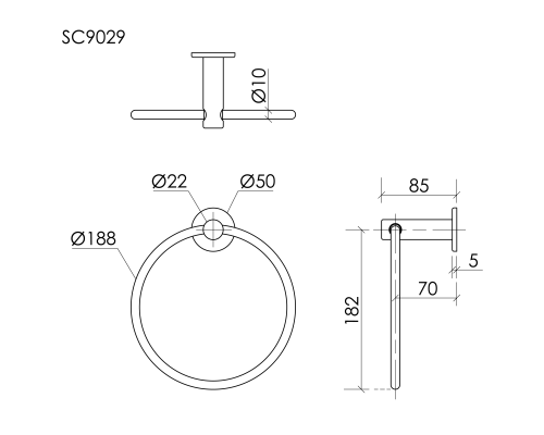 Полотенцедержатель SANCOS Base, кольцо, черный матовый, SC9029MB