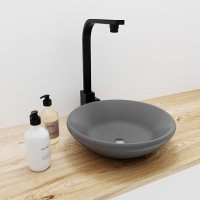 Раковина накладная бетонная Uperwood Sfera 40х40х12 см, круглая, графит