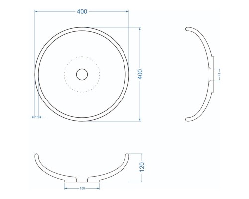 Раковина накладная бетонная Uperwood Sfera 40х40х12 см, круглая, графит