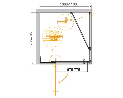 Душевой уголок Cezares SLIDER-AH-1-100/110-80-C-Cr