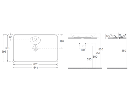 Раковина ISVEA SistemaY Clear накладная 644x395x125 синий матовый 10SY50065SV-2Z