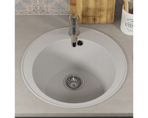 Кухонная мойка из искусственного камня Uperwood ECON UPD-405-001, круглая, белая матовая