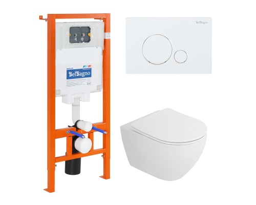 Комплект унитаза Cezares Stylus-Tor CZR-6601-TH-TOR/CZR2316SC с инсталляцией BelBagno BB002-80/BB014-SR-BIANCO с сиденьем Микролифт и Белой клавишей смыва