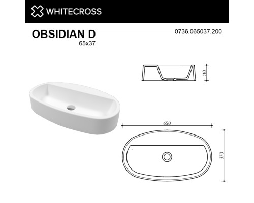 Раковина накладная Whitecross Obsidian белый матовый