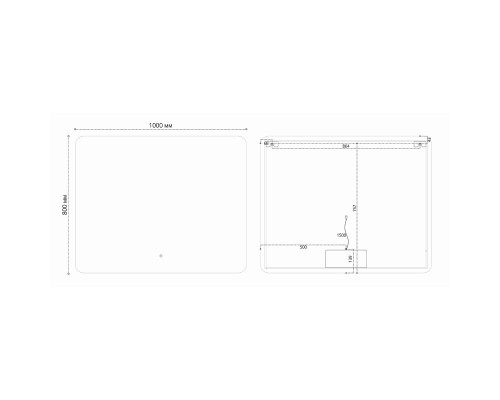 Зеркало LED Vincea VLM-3BE100-2 1000х800 c сенсорным выключателем и антизапотевание
