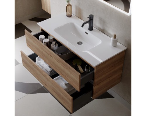 Тумба под раковину SANCOS Urban 1EG 1190х450х550, c двумя ящиками, дуб галифакс натуральный