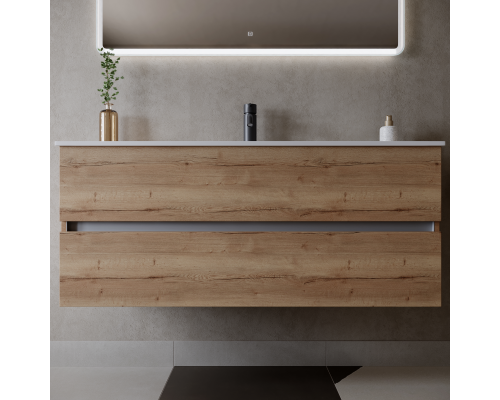 Тумба под раковину SANCOS Urban 1EG 1190х450х550, c двумя ящиками, дуб галифакс натуральный