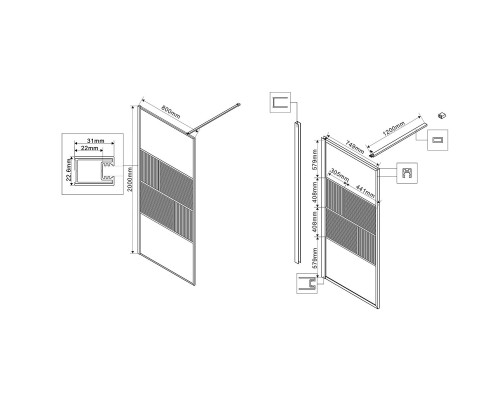 Душевая перегородка Vincea Walk-In VSW-1HC800CFBG 800x2000 браш золото