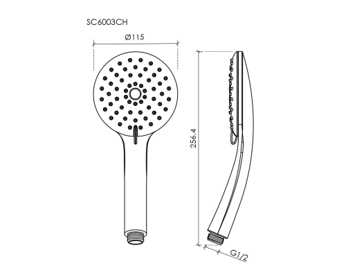 Душевая лейка Sancos Lotus, диаметр 115 мм, 3 режима, хром, SC6003CH