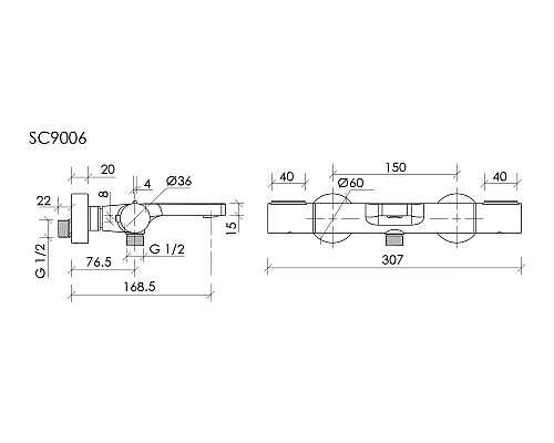 Термостатический смеситель для ванны и душа SANCOS Etna, брашированное золото, SC9006BG
