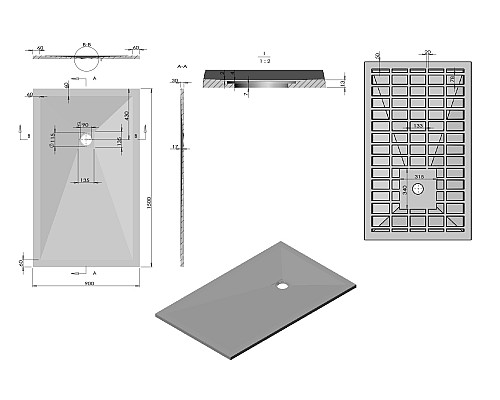 Поддон для душа из искусственного камня Vincea VST-4SR9015W 1500x900x30 белый матовый