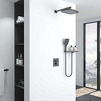 Душевой комплект Vincea VSFW-321MT1RGM встраиваемый, термостат, 2 режима, вороненая сталь