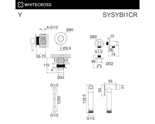 Система для биде скрытого монтажа WHITECROSS Y SYSYBI1CR (хром)