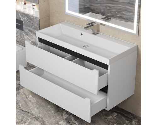 Тумба с раковиной Uperwood Tanos 100 см, белая/графит