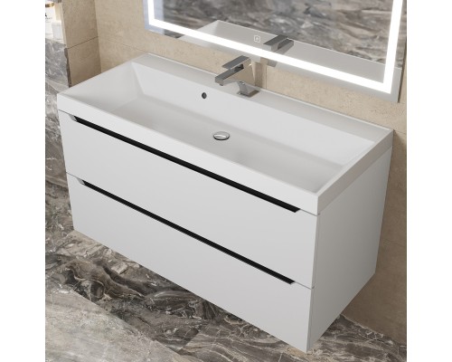 Тумба с раковиной Uperwood Tanos 100 см, белая/графит