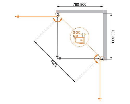 Душевой уголок Cezares ELENA-A-2-80-P-Cr