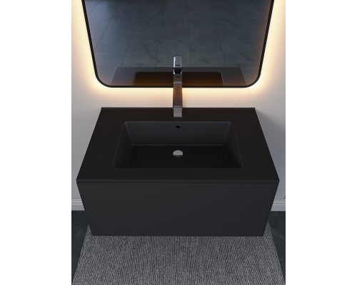 Раковина для ванной 76,5 см, Uperwood Parma Quartz, черная матовая, "космос"