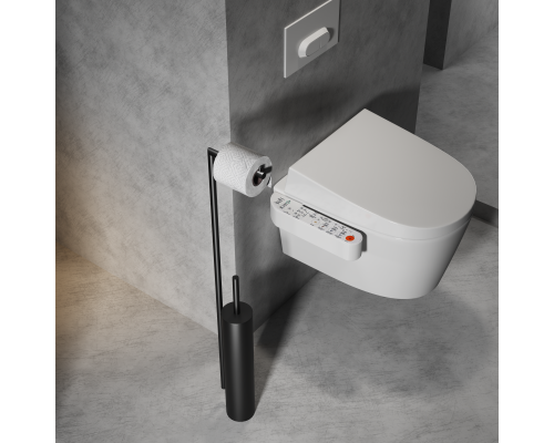 Туалетный ершик с держателем туалетной бумаги Wonzon&Woghand, Черный матовый WW-V4602-MB