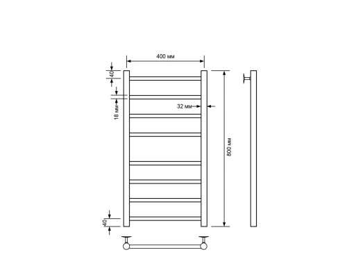 Полотенцесушитель водяной Comfysan Luce W-8 80/40, хром
