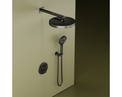 Душевая система Sancos Space SC3006GMG с термостатом Вороненная сталь