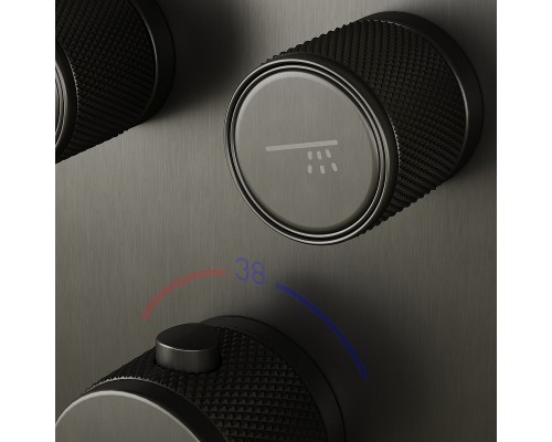 Душевая система Sancos Space SC3006GMG с термостатом Вороненная сталь