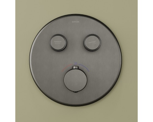 Душевая система Sancos Space SC3006GMG с термостатом Вороненная сталь