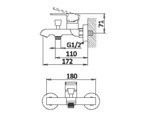 Смеситель для ванны Cezares NAUTIC-VM-NOP