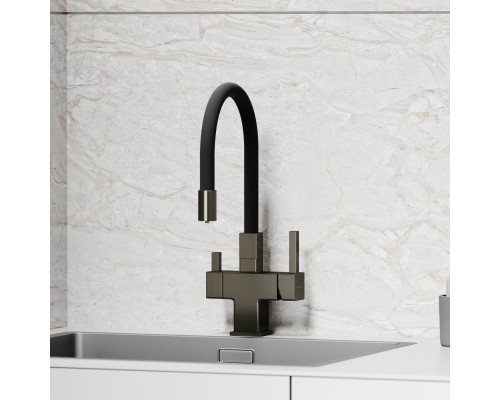 Смеситель для кухни SANCOS Arno SC4005GG с подключением фильтра для воды, вороненая сталь