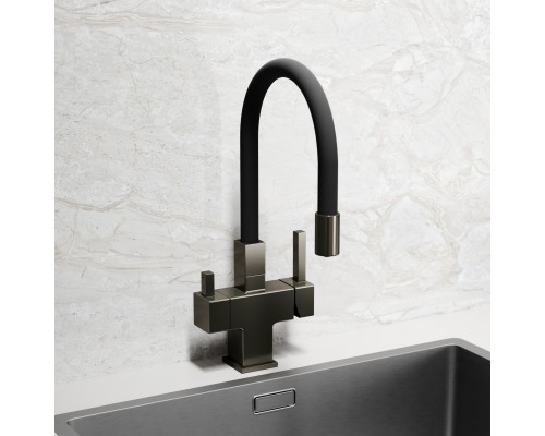 Смеситель для кухни SANCOS Arno SC4005GG с подключением фильтра для воды, вороненая сталь