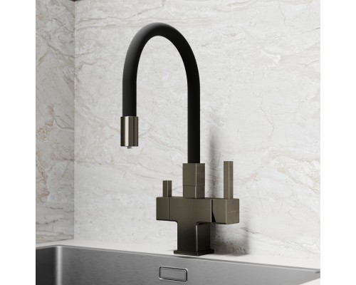 Смеситель для кухни SANCOS Arno SC4005GG с подключением фильтра для воды, вороненая сталь