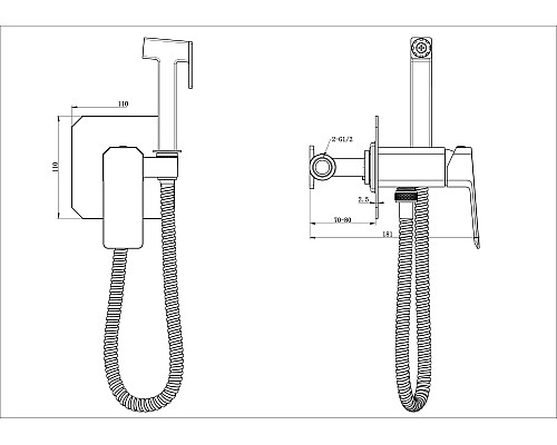Смеситель с гигиеническим душем встраиваемый Wonzon&Woghand, Темный графит
