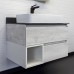 Тумба с раковиной Comforty Прага-75 дуб белый с графитовой столешницей 78189