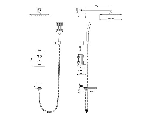 Душевая система Wonzon&Woghand DIAMOND, Брашированный никель WW-88739011-BN