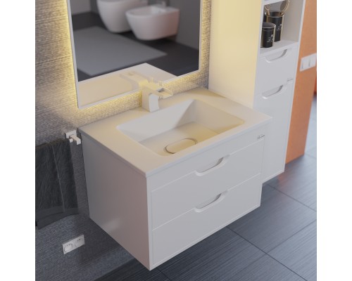 Тумба с раковиной подвесная Uperwood Modul 62х45х57 см, белая матовая