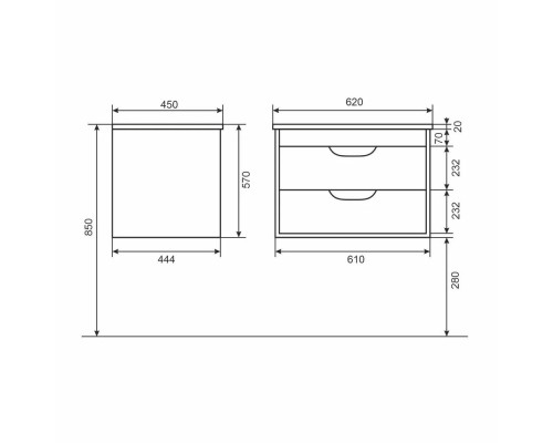 Тумба с раковиной подвесная Uperwood Modul 62х45х57 см, белая матовая