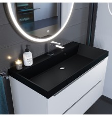 Раковина для ванной кварцевая Uperwood Classic Quartz 100х45х15 см, черная матовая, космос