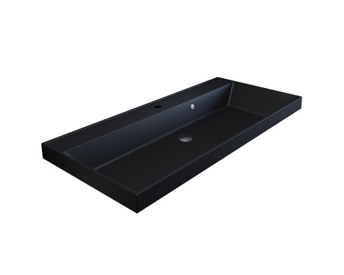 Раковина для ванной кварцевая Uperwood Classic Quartz 100х45х15 см, черная матовая, космос