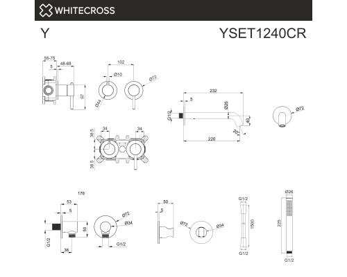 Смеситель для ванны скрытого монтажа Whitecross Y хром