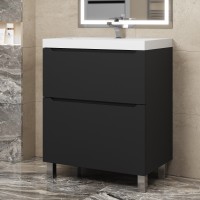 Тумба под раковину 70 см, Uperwood Tanos, напольная, черная, 2 ящика