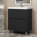 Тумба под раковину 70 см, Uperwood Tanos, напольная, черная, 2 ящика