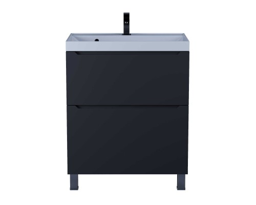 Тумба под раковину 70 см, Uperwood Tanos, напольная, черная, 2 ящика