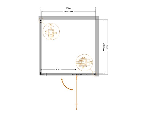 Душевой уголок Cezares Liner 100x100 R LINER-A-1-100-C-Cr-R профиль Хром стекло прозрачное