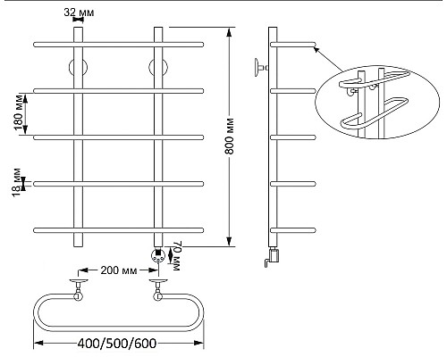 Полотенцесушитель латунный Secado Венеция 60х80х20, электрический L, бронза