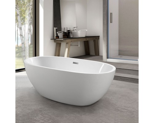 Ванна акриловая Vincea VBT-509 1650x750x590 белый слив-перелив в комплекте хром