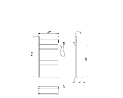 Полотенцесушитель электрический напольный Wonzon&Woghand, Брашированный никель