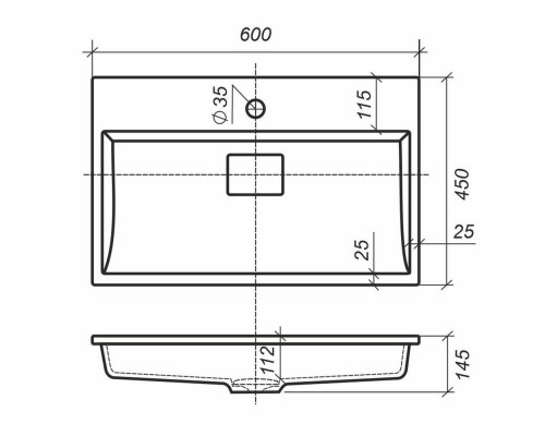 Раковина для ванной 60 см, Uperwood Barsa, белая глянцевая