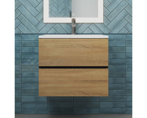 Тумба с раковиной подвесная Uperwood Barsa 60х45х57 см, черная/дуб сонома