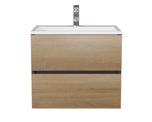 Тумба с раковиной подвесная Uperwood Barsa 60х45х57 см, черная/дуб сонома